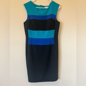 Sandra Darren Striped Work Knee Length Dress Sleeveless - Size 10